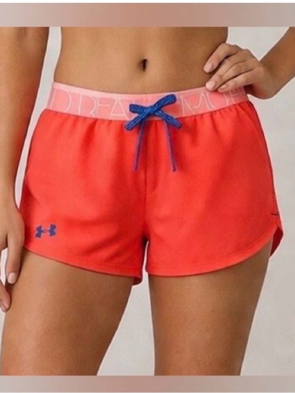 Under Armour girls size large bright orange heat gear Athletic shorts